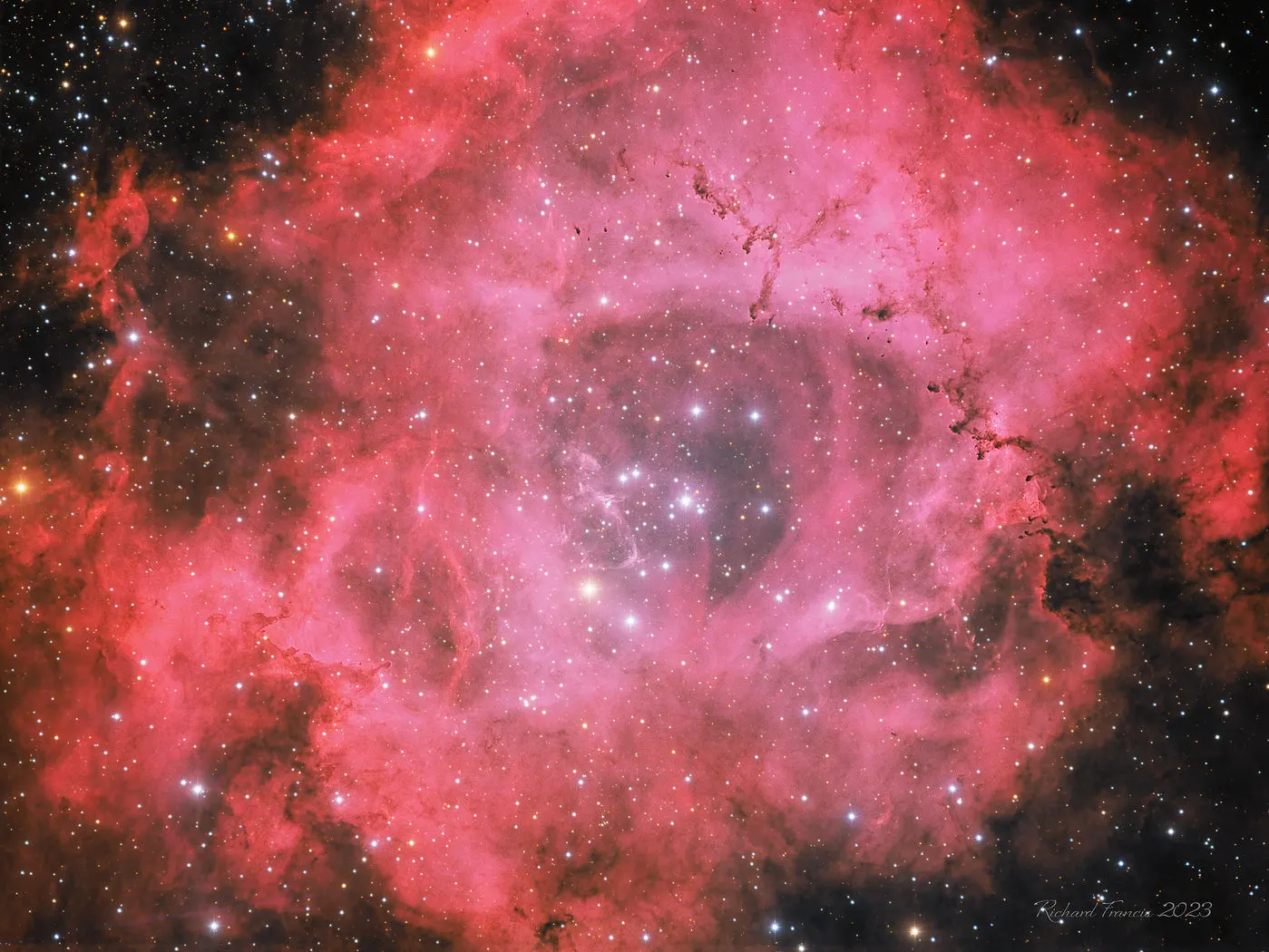 Rosette Nebula (NGC 2244), photographed from Le Bourdieu Observatory